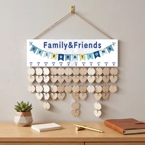 Wooden Family Friends Celebration Birthday Calendar Wall Hanging DIY Wood Craft Anniversary Tracker Home Decoration Plaque