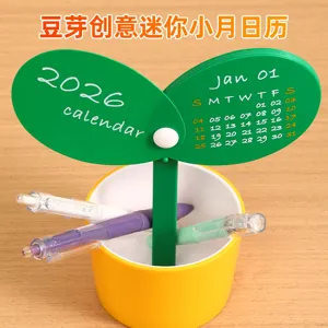 Creative Sprout 2027 Desk Calendar Pen Holder Minimalist ABS Plastic Desktop Decoration Monthly Calendar Office Supplies Gift