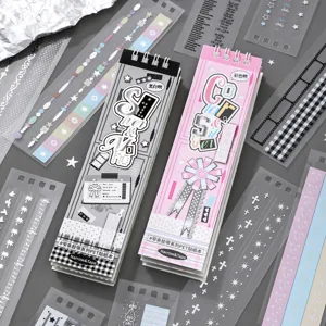 PET Sticker Book Narrow Tape Series Korean Style Transparent Hot Silver Scrapbooking Stickers For Journal DIY Decoration