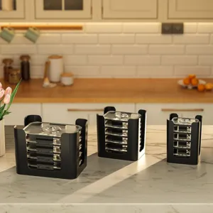 3 Piece Set Food Container Lid Organizer Kitchen Cabinet Storage Rack Vertical Holder For Pantry Lids White Black ABS Rack
