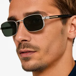 Gafas de Sol Cuadradas de Metal a la Moda para Hombre Mujer Retro Montura Pequeña Protección UV400 Estilo Callejero Hip Hop Gafas de Sol de Tendencia