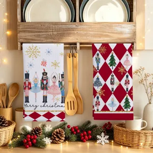 Schiaccianoci Asciugamani da Cucina Natalizi in Microfibra Trama a Nido d'Ape Canovacci Assorbenti Decorativi per le Feste
