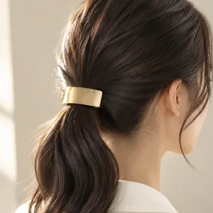 Minimalist Geometric Arc Metal Hair Clip Brushed Texture Gold Silver Hairpin Elegant Commute Headwear For Women Exquisite Hair Accessory