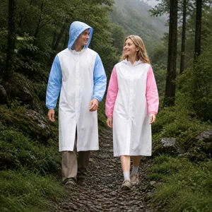 Waterproof Raincoat EVA Reusable Hooded Rain Poncho For Adult And Kids Outdoor Travel Portable Thickened Rainwear