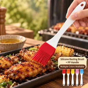 Silicone Oil Brush With PP Handle Detachable Heat Resistant Basting Brushes For Kitchen Baking BBQ Cooking Accessory