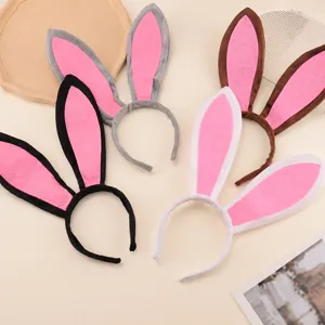 Easter Bunny Ear Headband Plush Fabric Plastic Cute Animal Cosplay Party Accessory Kids Girls