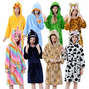 Accappatoio in Flanella con Cappuccio per Bambini Cartone Animato Animale Morbido Caldo Accappatoio per Ragazzi Ragazze Bambini Pigiameria