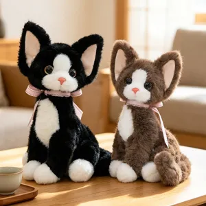 Cute Devon Rex Cat Plush Toy Soft Curly Hair Kitten Stuffed Animal Doll For Girls Home Decor Birthday Gift For Kids Cat Lovers