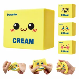 Jouet Squishy Brique de Beurre Rebond Lent Anti-stress Mousse PU Souple Cube Crème Expression Dessin Animé Jouet Fidget