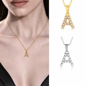 Elegant 18K Gold Plated Titanium Steel Alphabet Pendant Necklace For Women Pearl Initial Letter A-Z Choker Fashion Jewelry Anniversary Gift