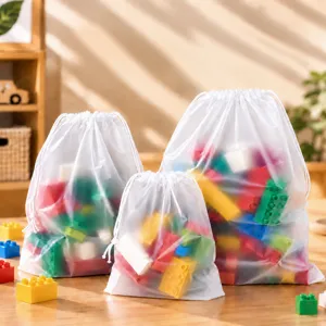 Frosted PEVA Storage Bags Drawstring Organizer Bags For Travel Toys Towels Socks Waterproof Dustproof Packaging Bags