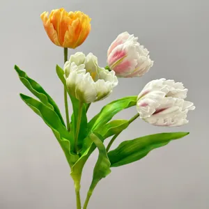 PU Parrot Tulip Artificial Flowers Touch Real Fake Floral Home Decor Photography Props Wedding Party Bouquet