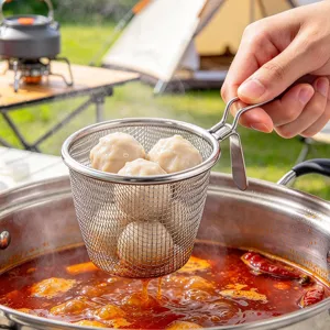 Passoire à Fondue Chinoise en Acier Inoxydable Avec Manche à Crochet Écumoire à Maille Fine pour Friture Cuisson Nouilles Outil de Cuisine