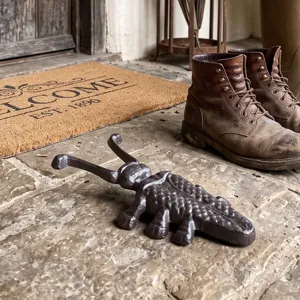 Saca-botas de Hierro Fundido Vintage Europeo Forma de Escarabajo y Caracol Estatua Decorativa de Metal para Entrada de Casa y Jardín