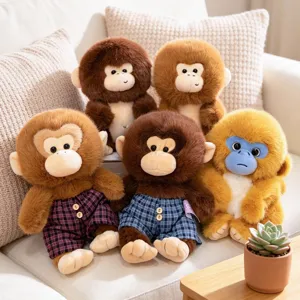 Adorable Little Monkey Plush Toy Soft Stuffed Animal Zodiac Monkey Doll With Clothes For Kids Room Decor Soothing Gift