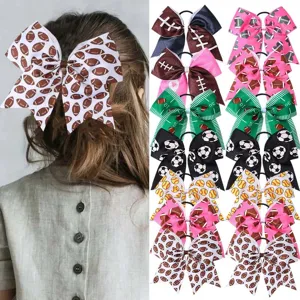 Children's Sports Ball Pattern Swallowtail Bow Hair Tie Cute Elastic Hair Band Kids Daily Hair Accessories