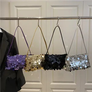 Bolso de Axila de Lentejuelas de Moda para Mujer Bolso de Embrague de Noche Brillante Cyberpunk Chic Bolso de Hombro Diario