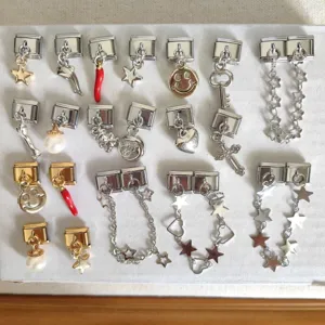 Stainless Steel Modular Charm Bracelet Link DIY Interchangeable Pendant Cute Bear Star Heart Bowknot Fashion Jewelry Gift