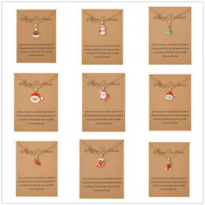 Natale Lega Pendente Collana Carino Cartone Animato Babbo Natale Design Festivo Vacanze Gioielli Carta Regalo Collana Per Donne