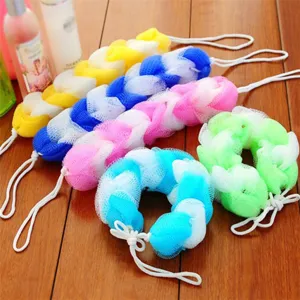 Long Bath Sponge Net Body Scrubber For Shower Mesh Exfoliating Back Scrubber With Hanging Ropes Bathroom Cleaning Tool