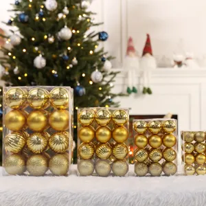 Christmas Ball Ornaments 24 Pieces Set Electroplated Shatterproof Plastic Xmas Tree Hanging Baubles Holiday Party Decor