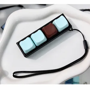 Luminous Four Key Mechanical Keyboard Fidget Clicker Stress Relief Toy Portable Desktop Decompression Keychain
