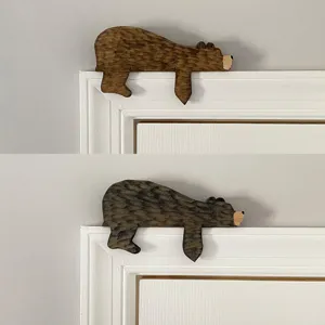 Ornamento per Cornice della Porta in Legno Orso Marrone Orso Nero Carino Decorazione Superiore della Porta Animale Decorazione Murale Artigianato in Legno
