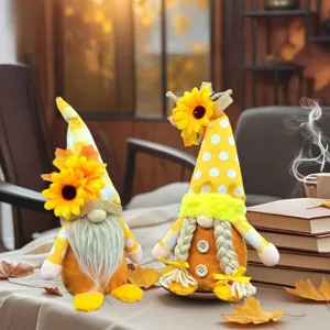 Autumn Harvest Festival Sunflower Gnome Faceless Doll Rudolph Couple Tabletop Ornament Fabric Plush Toy Home Decor Gift