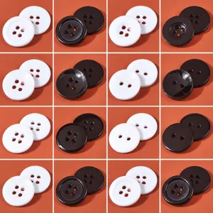 Resin Buttons Four-Hole Two-Hole Bread Bowl Shape Thin Wide Rim Black White Clear Sewing Buttons For Shirts Coats Garments