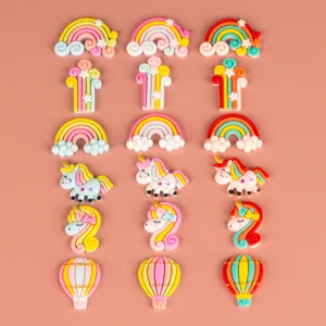 DIY Resina Arcobaleno Licorno Mongolfiera ciondoli Carino Cartone Animato Pendente Per Custodia Cellulare Forcina