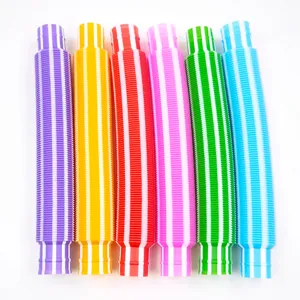 Polychromo Plastiko Pop Tube Fidget Toy Elastiko Kymatoeides Fysioys Apopiesis Aisthitirio Paichnidi