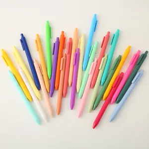Macaron Retractable Ballpoint Pen Colorful Plastic Press Type Pens For Office School Writing Stationery Support Logo