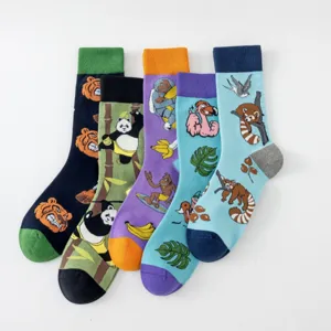 Herren Casual Baumwolle Wadenhohe Socken Lustige Cartoon Tierdruck Crew Socken Trendig Atmungsaktiv Tägliche Kleidung