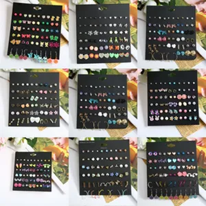 Alloy Stud Earrings Collection For Women Cartoon Animal Heart Flower Artificial Pearl Rhinestone Mixed Earring Jewelry Gift