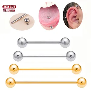 ASTM F136 Titanlegierung Körperpiercing Schmuck Gerade Barbell Zunge Lippe Ohr Knorpel Stift Ring