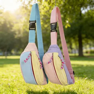Lightweight Nylon Chest Bag Colorblock Crossbody Bag Casual Waterproof Outdoor Travel Shoulder Bag For Women