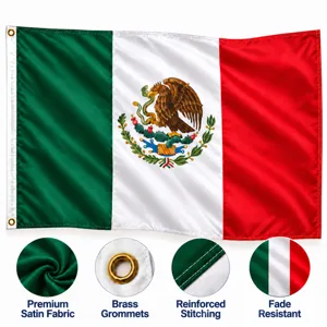 Mexico National Flag Mexican Banner Durable Polyester Double Stitched Vivid Color UV Fade Resistant For Outdoor Indoor Decoration