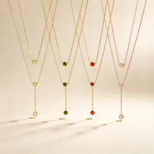 Minimalist Titanium Steel Layered Y-Shape Necklace For Women Elegant Gold Rose Gold Plated Clavicle Chain Zirconia Jewelry