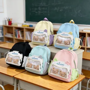 Mochila Escolar Transparente Lindo Nylon Patchwork Casual Daypack Para Niños Estudiantes Impermeable Ligero Bolso
