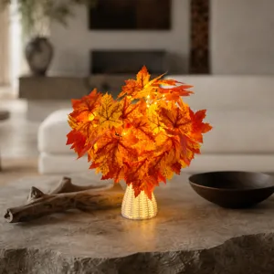 Künstliche Ahornblatt LED Licht Bündel Herbst Halloween Erntedankfest Dekoration Innen Desktop Zweig Baum Licht