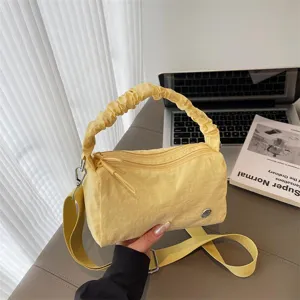 Women Fashion Nylon Pillow Bag Casual Lightweight Crossbody Shoulder Bag Urban Simple Scrunchie Handle Small Square Handbag