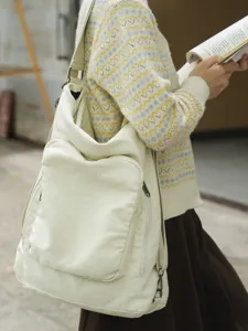 Retro Washed Nylon Multi-Functional Shoulder Bag Women Vintage Mori Style Large Capacity Backpack Versatile Casual Messenger Bag