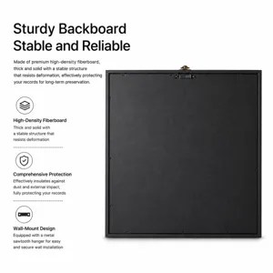 Rear view showing the sturdy black fiberboard backing, metal sawtooth hanger, and wall-mount design