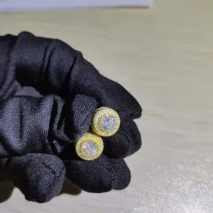 Luxus Kupfer Halo Ohrstecker Rund Kristall Strass Eingelegt Edelstahl Stift Ohrringe Für Damen Mode Schmuck