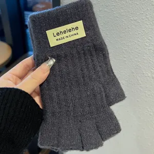 Damen Winter Warm Fingerlose Handschuhe Jacquard Strick Halb Finger Fäustlinge Einfarbig Glitzer Schreiben Tippen Handschuhe Für Studenten Büro