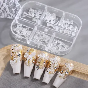 3D Bowknot Nail Art Charms Ribbon Bow Resin Decoration For DIY Manicure Girly Style Ice Clear Transparent Accessories