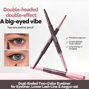 QXQY Double Ended Eyeliner Gel Pen Dual Color Smooth Waterproof Long Lasting Eye Makeup For Women Highlight Aegyo-sal Pen