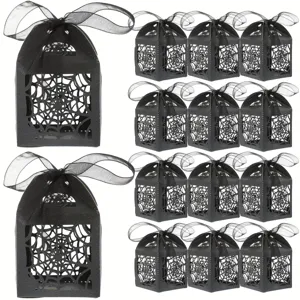 Halloween Spiderweb Hollow Laser Cut Candy Gift Box Black Paper Cookie Packaging Boxes For Party Favors