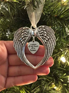 Weihnachtsbaum Hängende Ornament Engelspflügel Herz Metall Anhänger Gedenken Andenken Feiertag Party Heim Dekor