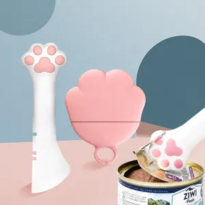 Silicone Cat Food Can Opener Spoon and Lid Cute Cat Paw Pet Feeding Tool Multi-functional Can Sealer Cover Pet Tableware